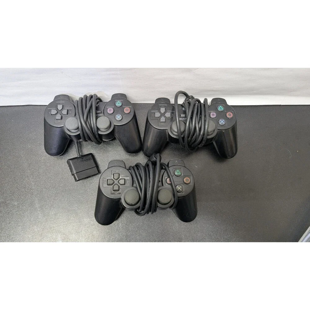 Lot Of 3 Sony PlayStation 2 PS2 PARTS OR REPAIRS Official OEM Wired Controllers